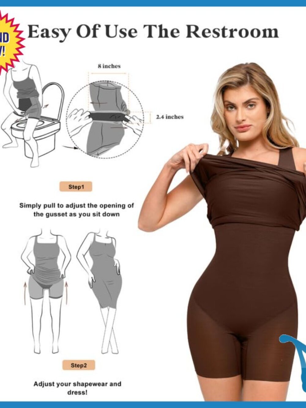 U-Neck Shapewear Mini Dress Tummy Control Ruched Bodycon Party Club - Picture 5 of 7